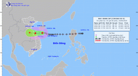 Bão số 4 hướng vào miền Trung với sức gió cấp 10, Hà Tĩnh mưa to